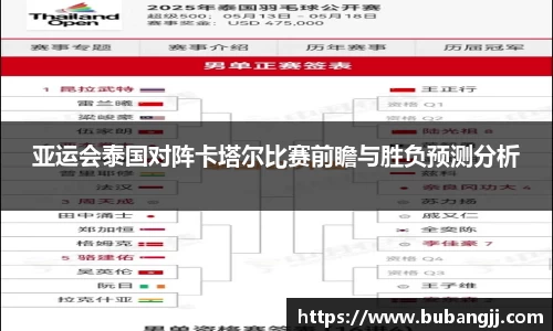 亚运会泰国对阵卡塔尔比赛前瞻与胜负预测分析